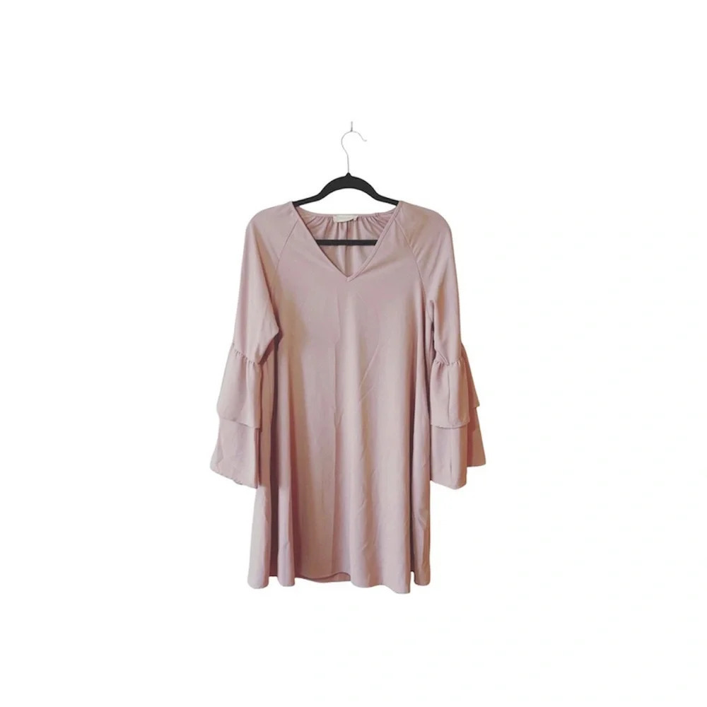 Altar’d State Rosewood Blush Pink Shift Dress Bell Sleeve Mini V-neck NWT Small